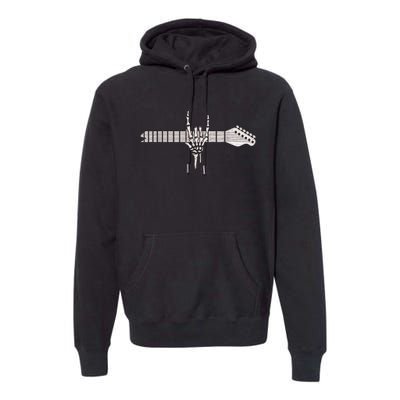 Rock On Rock Star Guitar Skeleton Hand Premium Hoodie