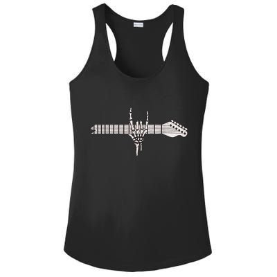 Rock On Rock Star Guitar Skeleton Hand Ladies PosiCharge Competitor Racerback Tank