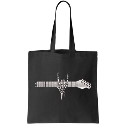 Rock On Rock Star Guitar Skeleton Hand Tote Bag