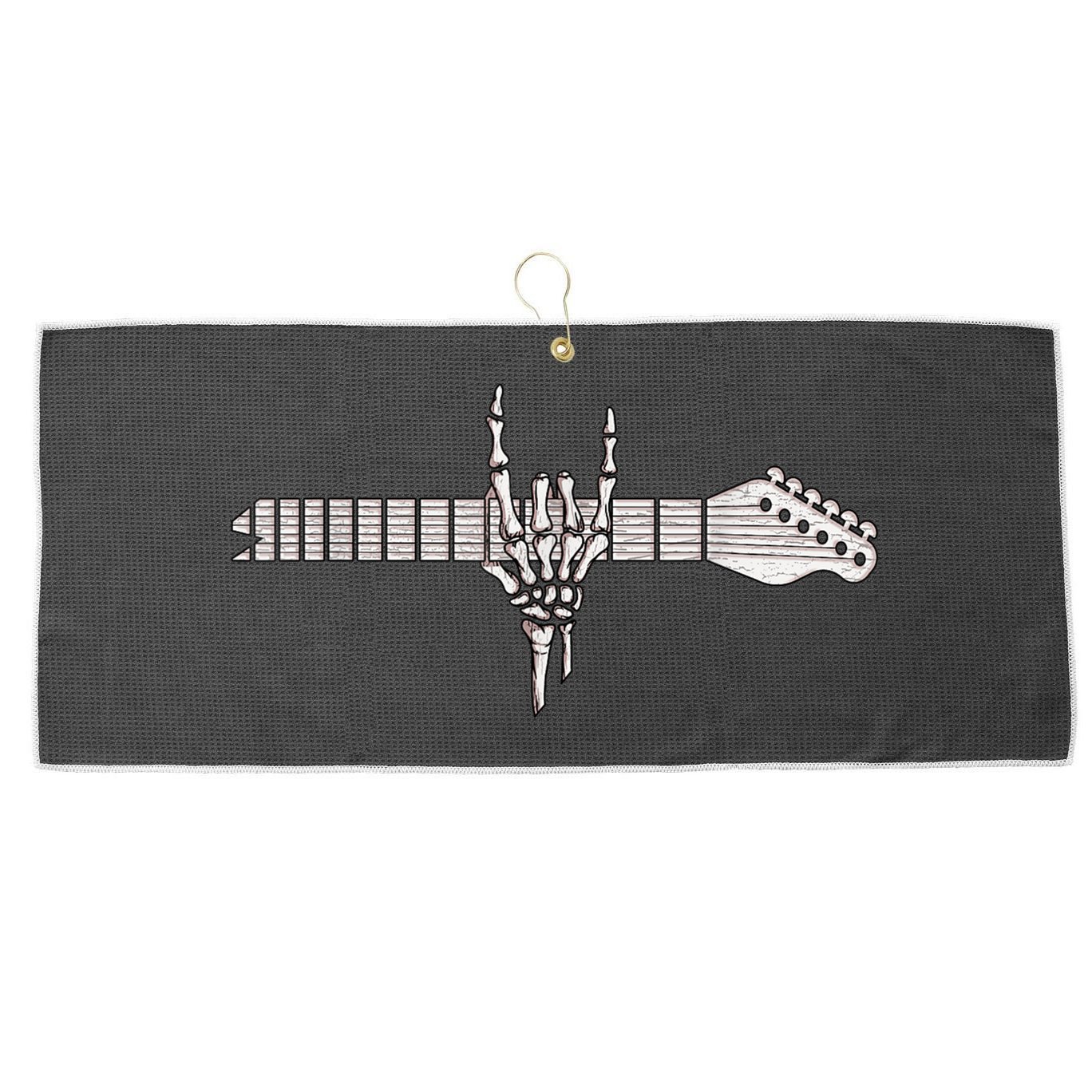 Rock On Rock Star Guitar Skeleton Hand Large Microfiber Waffle Golf Towel