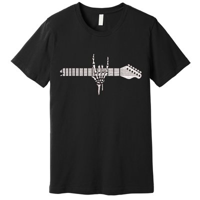 Rock On Rock Star Guitar Skeleton Hand Premium T-Shirt