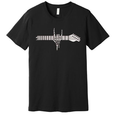 Rock On Rock Star Guitar Skeleton Hand Premium T-Shirt