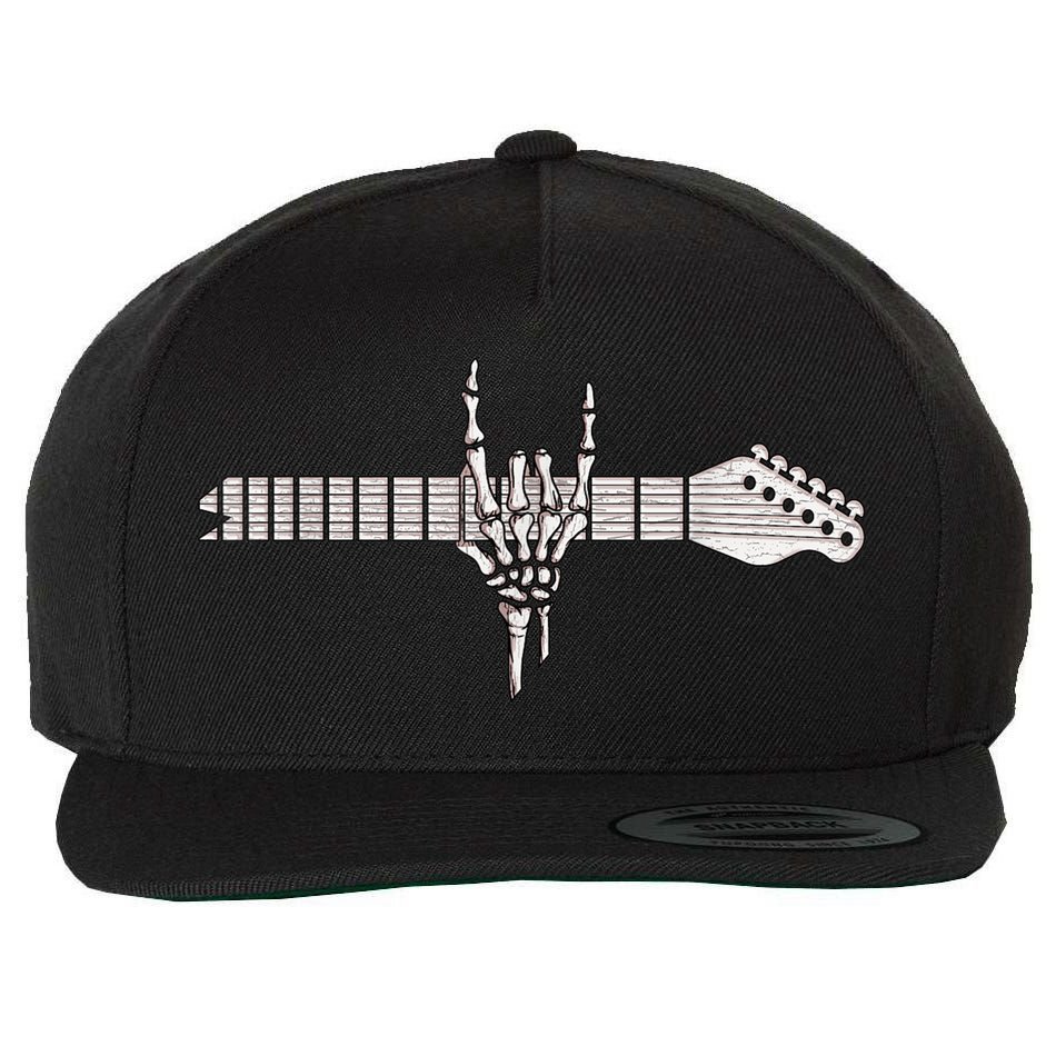 Rock On Rock Star Guitar Skeleton Hand Wool Snapback Cap