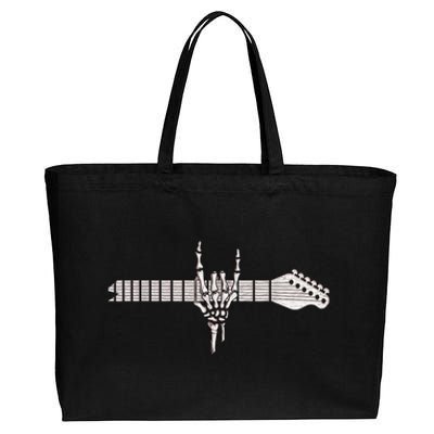 Rock On Rock Star Guitar Skeleton Hand Cotton Canvas Jumbo Tote