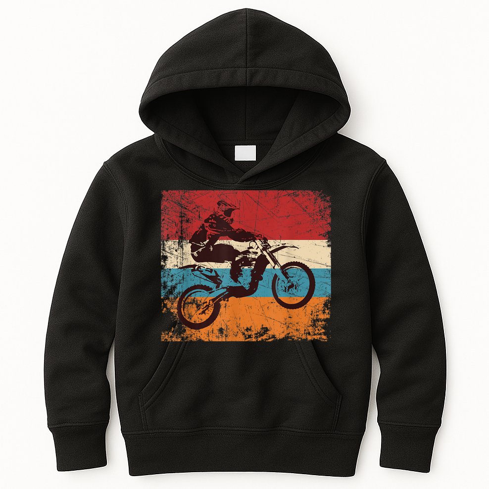 Retro Off Road Motorcycle Motocross Enduro Kids Hoodie