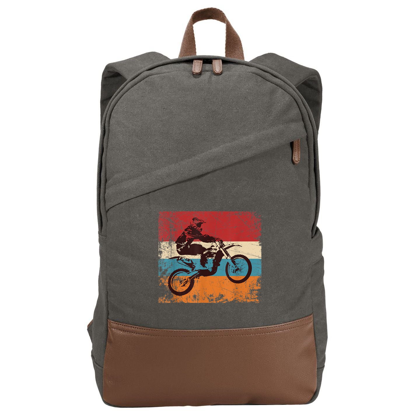 Retro Off Road Motorcycle Motocross Enduro Cotton Canvas Backpack