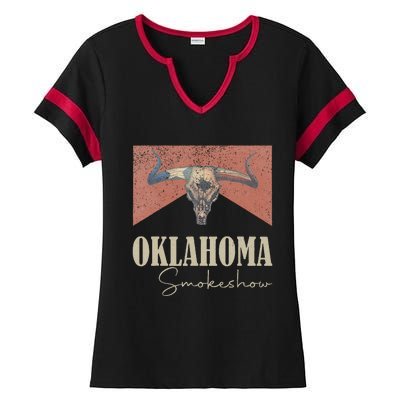 Retro Oklahoma Smokeshow Western Ladies Halftime Notch Neck Tee