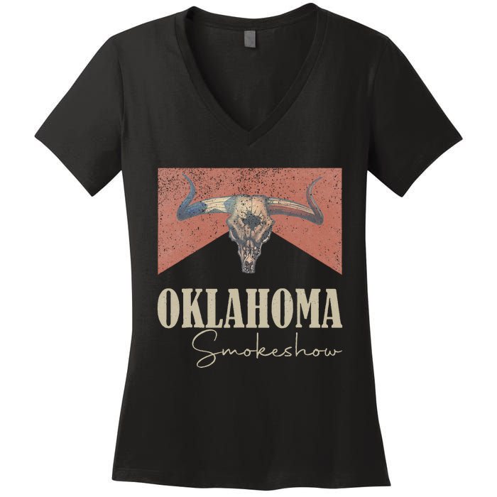 Retro Oklahoma Smokeshow Western Women's V-Neck T-Shirt