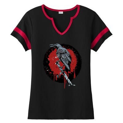 Raven On Sword Ladies Halftime Notch Neck Tee