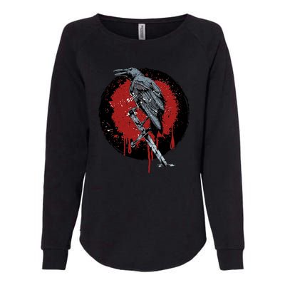 Raven On Sword Womens California Wash Sweatshirt