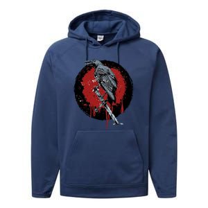 Raven On Sword Performance Fleece Hoodie