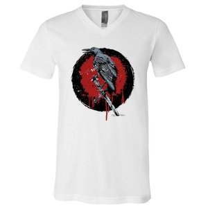 Raven On Sword V-Neck T-Shirt