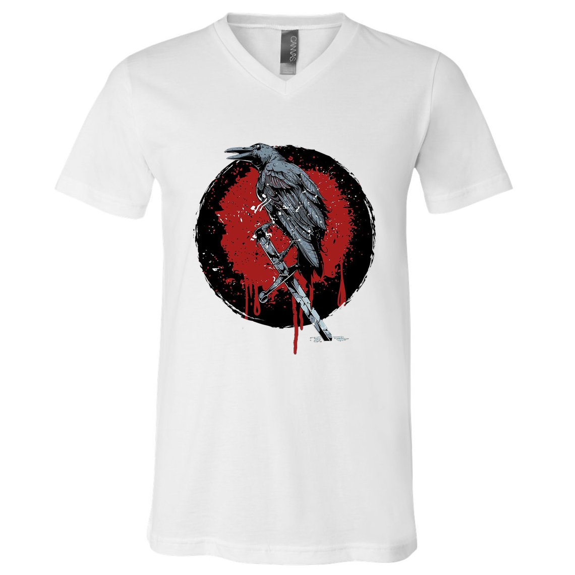 Raven On Sword V-Neck T-Shirt