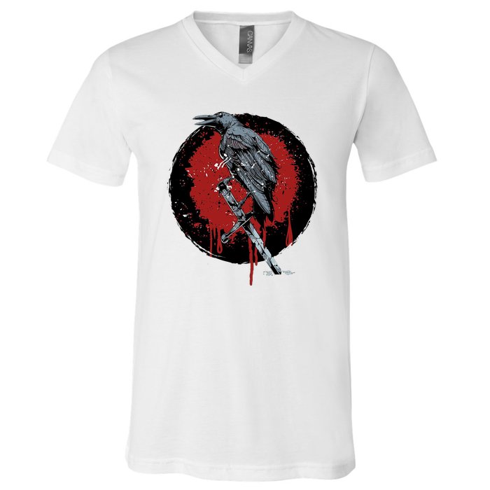 Raven On Sword V-Neck T-Shirt