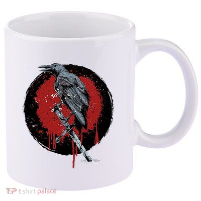 Raven On Sword 11oz C Handle Ceramic Mug