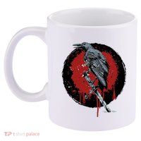 Raven On Sword 11oz C Handle Ceramic Mug