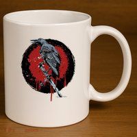 Raven On Sword 11oz C Handle Ceramic Mug