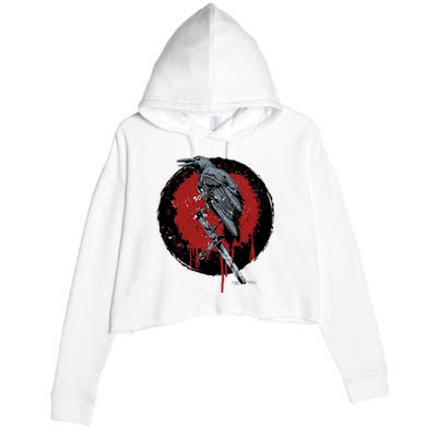 Raven On Sword Crop Fleece Hoodie