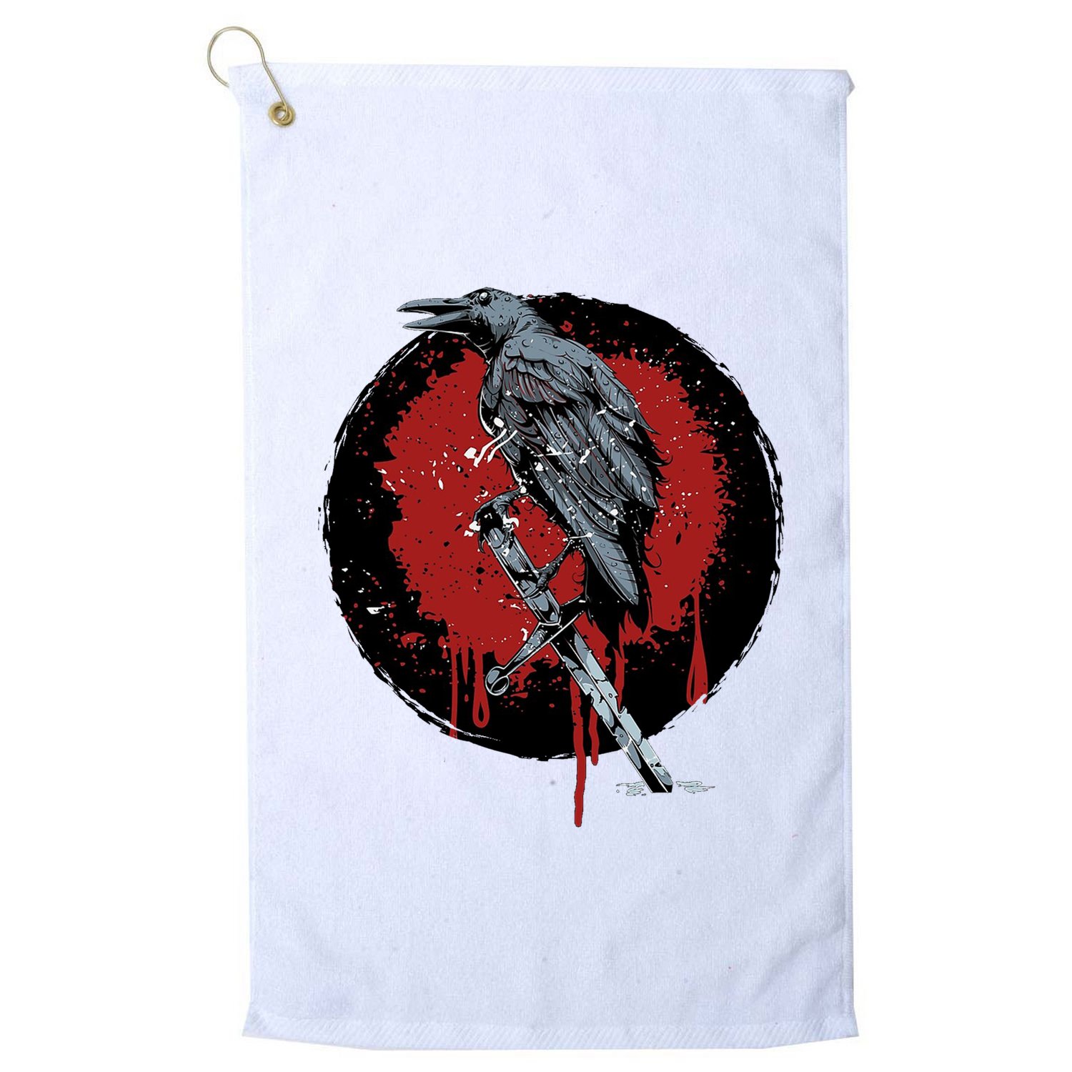 Raven On Sword Golf Towel