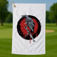 Raven On Sword Golf Towel