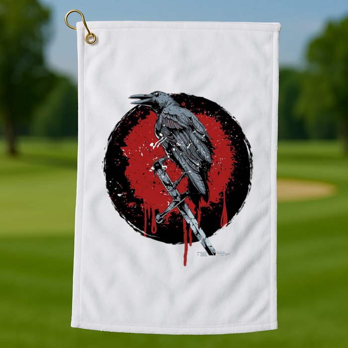Raven On Sword Golf Towel