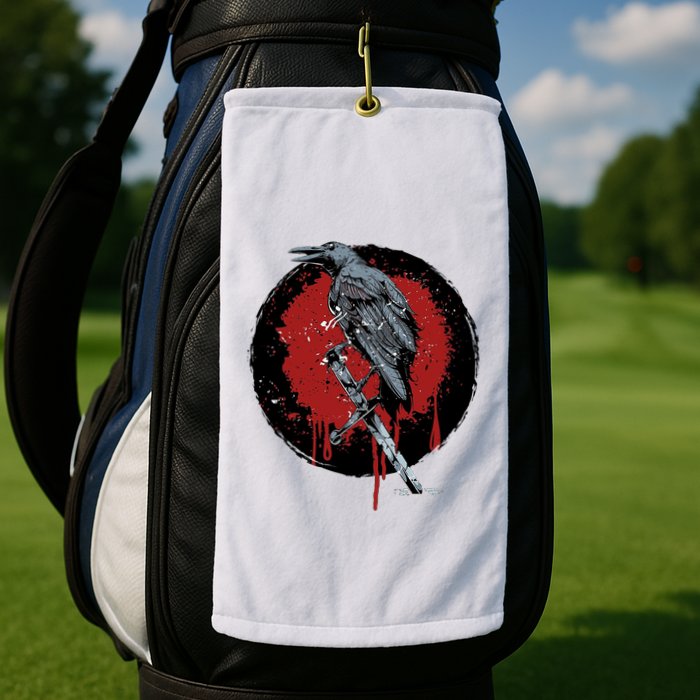 Raven On Sword Golf Towel