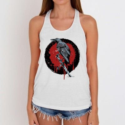 Raven On Sword Women's Knotted Racerback Tank