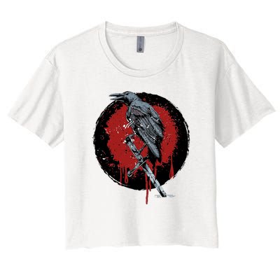 Raven On Sword Women's Crop Top Tee