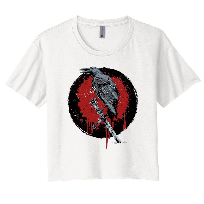 Raven On Sword Women's Crop Top Tee