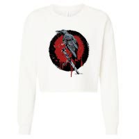 Raven On Sword Cropped Pullover Crew