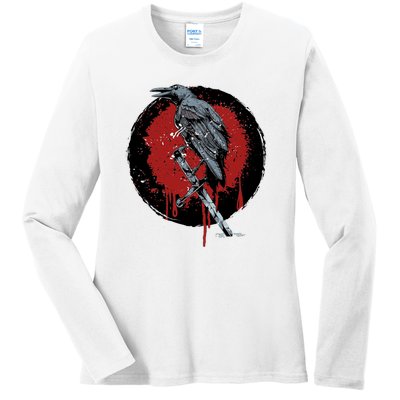 Raven On Sword Ladies Long Sleeve Shirt