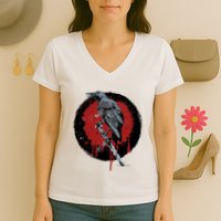 Raven On Sword Women's V-Neck T-Shirt