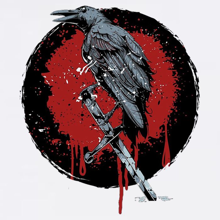 Raven On Sword Women's V-Neck T-Shirt