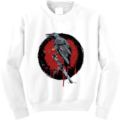 Raven On Sword Kids Sweatshirt