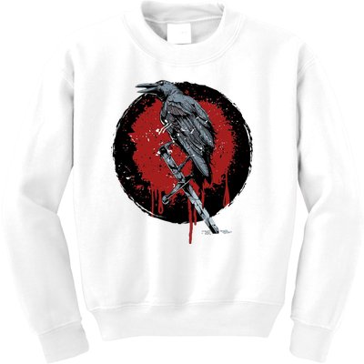 Raven On Sword Kids Sweatshirt