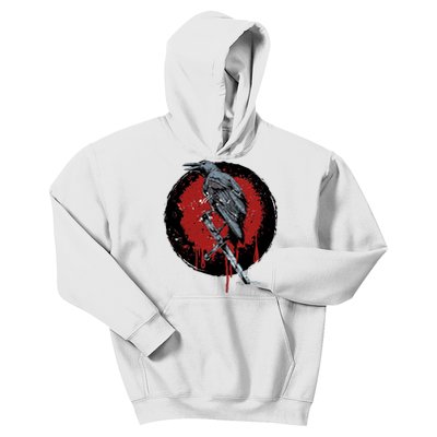 Raven On Sword Kids Hoodie