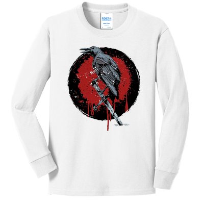 Raven On Sword Kids Long Sleeve Shirt