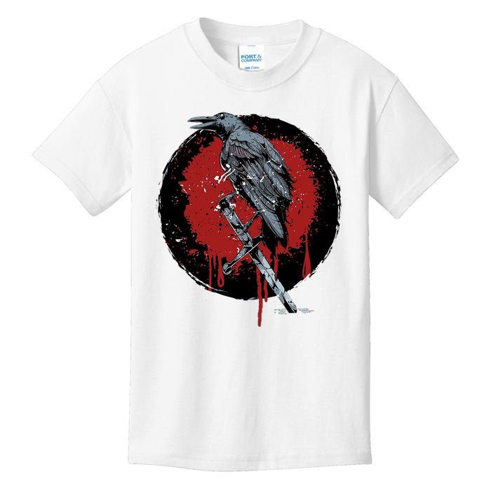 Raven On Sword Kids T-Shirt