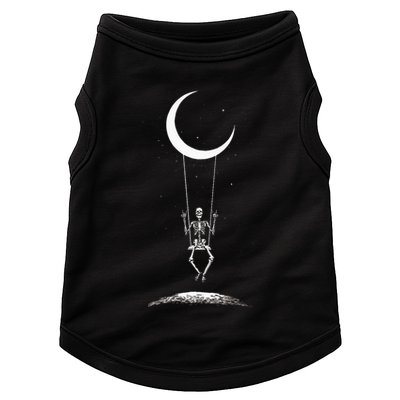 Rock On Skeleton Hands Halloween Moon Band Rock And Roll Doggie Tank