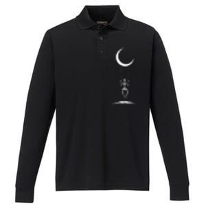 Rock On Skeleton Hands Halloween Moon Band Rock And Roll Performance Long Sleeve Polo