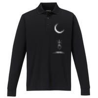 Rock On Skeleton Hands Halloween Moon Band Rock And Roll Performance Long Sleeve Polo