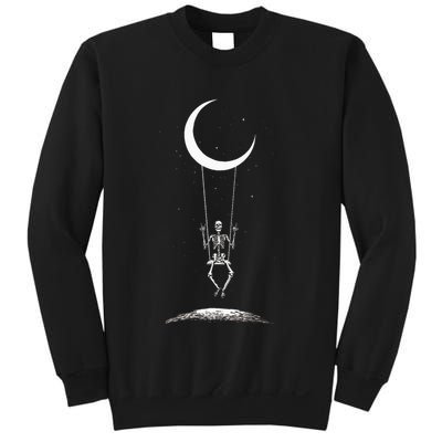 Rock On Skeleton Hands Halloween Moon Band Rock And Roll Sweatshirt