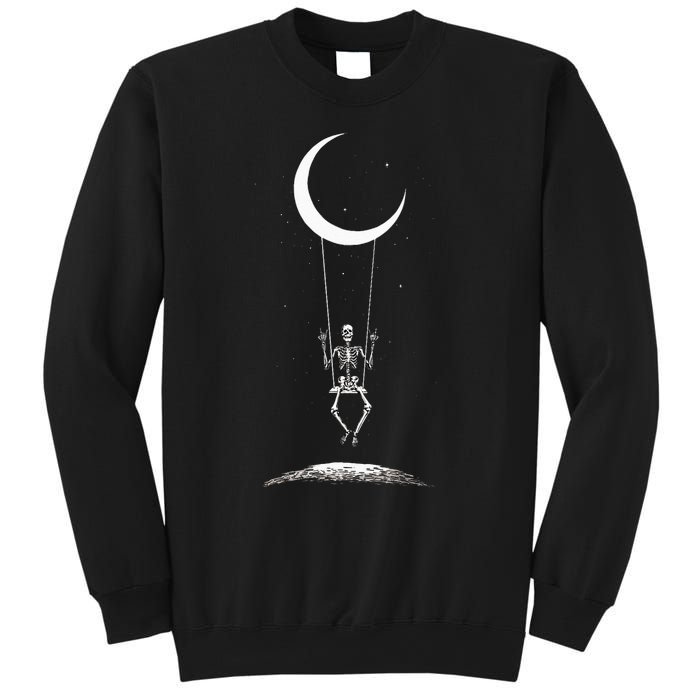 Rock On Skeleton Hands Halloween Moon Band Rock And Roll Sweatshirt