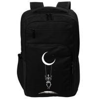 Rock On Skeleton Hands Halloween Moon Band Rock And Roll Impact Tech Backpack