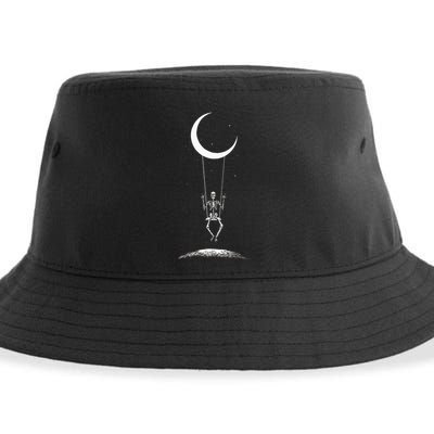 Rock On Skeleton Hands Halloween Moon Band Rock And Roll Sustainable Bucket Hat