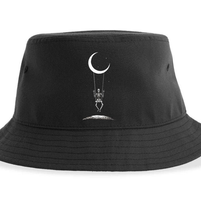 Rock On Skeleton Hands Halloween Moon Band Rock And Roll Sustainable Bucket Hat