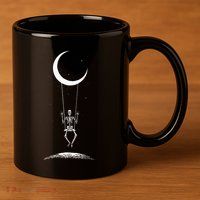 Rock On Skeleton Hands Halloween Moon Band Rock And Roll 11oz C Handle Ceramic Mug