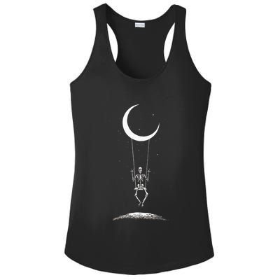 Rock On Skeleton Hands Halloween Moon Band Rock And Roll Ladies PosiCharge Competitor Racerback Tank
