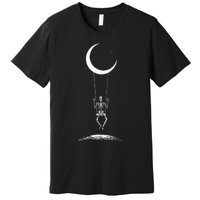 Rock On Skeleton Hands Halloween Moon Band Rock And Roll Premium T-Shirt