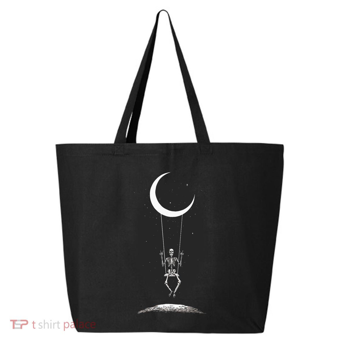 Rock On Skeleton Hands Halloween Moon Band Rock And Roll 25L Jumbo Tote